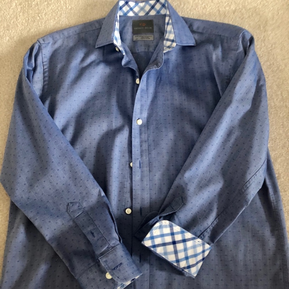 Thomas Dean Navy Dress Shirt
